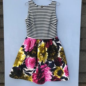 Just Taylor floral bottom and striped top dress.